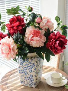 Large Peony Silk Flowers Artificial Flowers Tabletop Floral Arrangement Floor Standing Flower Home Living Room Decorations