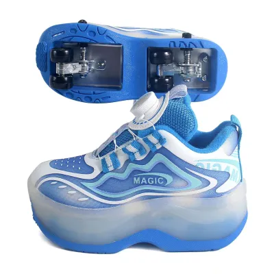 Retractable Roller Shoes Dual Row 4-Wheel Skate Shoes