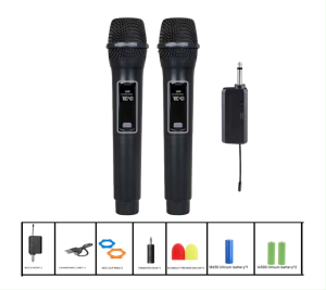 ไมค์โครโฟน ไมโครโฟนไร้สาย ไมค์คาราโอเกะ ไมโครโฟนแบบพกพา พร้อมเครื่องรับสัญญาณ Wireless Microphone ชุดไมโครโฟน ไมค์ลอยแบบพกพา