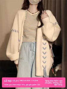 BIFEIMENG | Áo Cardigan Len Retro cho Phụ Nữ Mùa Thu Xuân