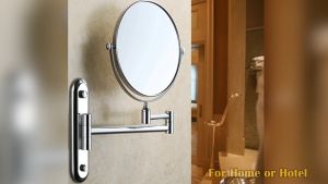 WISFOR 8" Long Arm 360° 10X Magnifying Wall Mirror for Bathroom Vanity Shaving Makeup Round Foldable
