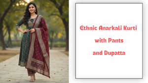 Ethnic Anarkali Kurti with Pants and Dupatta | Gota Mirror and Zari Work | Rayon Fabric | [READYSTOCK SGP]