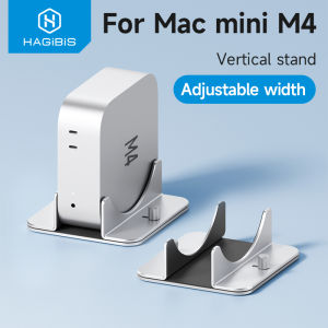 Hagibis Vertical Stand for Mac Mini M4/M4 Pro Aluminum Alloy Laptop Desktop Stand Anti-Slip Adjustable Computer Holder for Apple MAC Mini