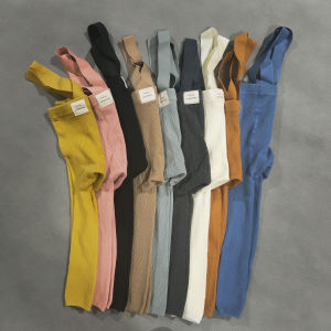 Spanish Spring And Autumn Models High Waist Suspenders Cropped Trousers Baby Big PP Baby Leggings