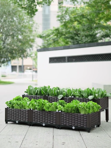 MAYILON กล่องปลูกพืชผักที่ระเบียงครัว กระถางปลูกผักสวนครัวขนาดเล็ก กระถางต้นไม้หวายเทียม PP เรซินเป็นมิตรต่อสิ่งแวดล้อม