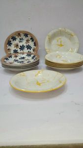 Piring Keramik Piring Makan Motif Japan Marble SNI Ukuran 9.25 Inch 235 Cm Tebal MEWAH