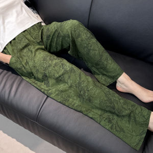 plus Size Summer Cotton Silk Loose Fit Womens Pants Home Wear Sun Protection Outerwear Lantern Pants High Waist Long Trousers