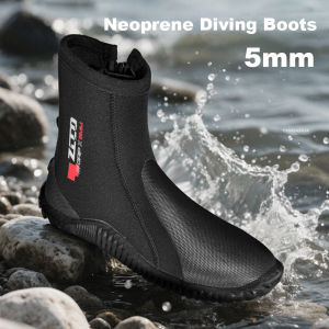 Neoprene Diving Boots 5mm Water Shoes Glued Blind Stitched Wetsuit Booties Men Women with Anti-Slip Rubber Sole Side Zipper
