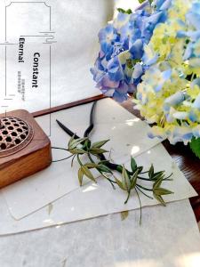 Ancient Style Bamboo Leaf Hairpin Finished Product Floral Wrapping Cold Tone Traditional Hanfu Versatile Hair Accessories