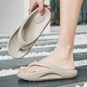 Thick Heel Thong Slippers Women Summer Outdoor Wear Trendy Couple Anti-Slip 2025 New Beach Sandals Women Summer Flat Bottom EVA