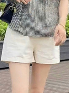 Shalldoer | High Waist A-Line White Shorts Womens Casual Summer Loose Wide Leg Three-quarter Length Pants Korean Style Fashion Straight Leg