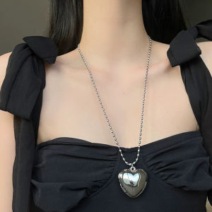 Silver Long Heart Shaped Necklace Clavicle Chain Sweater Chain Birthday Gift Bloggers Style Sunflower Accessories for Women