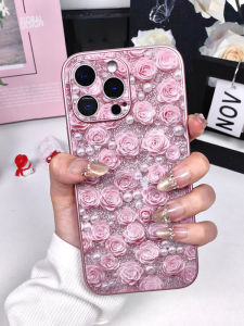 COCO Home High-End Pearl Rose Full Cover Phone Case Welded on Hand for  16/17 Promax Mobile Phone Shell Lens Protection