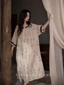 Summer Cotton Gauze Womens Sleepwear Dress
