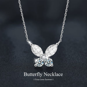[Fashion Necklace] Trumium✨ Moissanite S925 Sterling Silver Butterfly Necklace for Women Korean Light Luxury Design Clavicle Chain Pendant Jewelry Ins Style Exquisite Necklace Valentines Day Anniversary Birthday Gift with Certificate