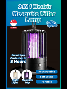 [SG STOCK] 2-in-1 Electric Mosquito Killer Lamp – UV Light Trap Silent & Safe Indoor & Outdoor Use USB Rechargeable