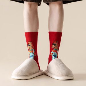 Lunar New Year Red Cartoon Mid-calf Socks