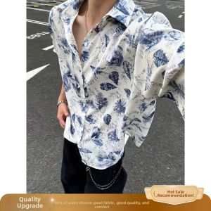 OUMULONG | Full Print Ice Silk Breathable Light Weight Cooling Summer Short Sleeve Shirt