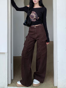 Quần Jeans Denim Ống Thẳng Lưng Cao Ôm Vừa Quần Công Sở Cho Nữ Quần Jeans Ống Rộng Có Túi Thời Trang Mùa Đông 2025