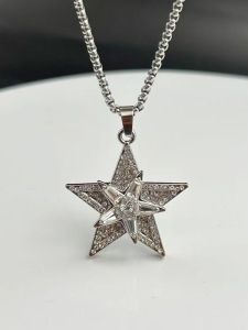 Vòng Cổ Chín Ngạch Kim Cương Đá Quý Xoay Ngôi Sao Năm Cánh Phong Cách Hip Hop Thời Trang Đường Phố Trang Sức Hợp Kim Mới Về