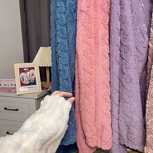 เสื้อผ้าที่บ้านที่อบอุ่น ชุดผ้าฝ้าย ฤดูใบไม้ร่วงและฤดูหนาว สวมชุดนอนกํามะหยี่ปะการังแขนยาวหนา ผู้หญิงนุ่ม