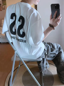 American Style Sporty T-Shirt Mens Summer Trendy High Street Short Sleeve Loose Fit Hip Hop Half Sleeve Zipper Decorated Casual Tee