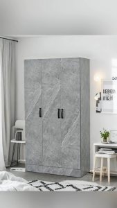 Modern 3 Door Wardrobe Closet | Clothes Storage Cabinet with Hanging Rod | Bedroom Furniture | W90 x D41 x H170CM