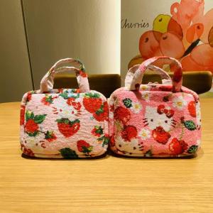 Portable Accordion Bag with Large Ear Dog And Towel Pink Deer Green Deer Hello Kitty Storage Bag Household Organizer