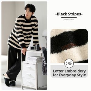 JIALEFEN | Mens Winter Coral Fleece Pajamas