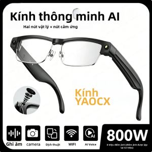 Kính Thông Minh Quay Video HD 1200P 800W Mới Chống Rung Trợ Lý Giọng Nói AI Gọi Bluetooth Camera Dịch Thuật Ghi Hình Video