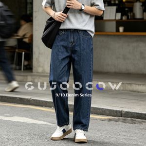 GUJOOCOW | 9-Tenths Denim Pants Thin American Style Loose Straight Casual Men