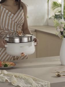 Electric Cooking Pot Dormitory Student Pot Multi Functional Electric Frying Pot Steaming Cooking Integrated Household Small Pot Electric Hot Pot  电煮锅