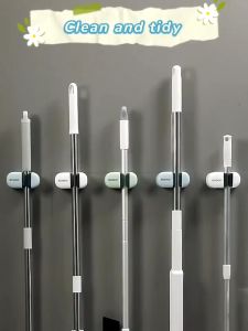 Ecoco Bathroom Kitchen Toilet Multifunction Mop Hook Wall-Mounted Punch-free Fixed Buckle Broom Clip