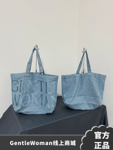 Gentlewoman Glitter Canvas Denim Single Shoulder Large Commuter Tote Bag Fashion Trend Soft Handle No Closure Everyday Match