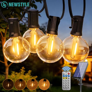 Solar G40 Outdoor String Lights with Remote Dimming 11 Lighting Modes Shatterproof Globe Bulb IP65 Waterproof Patio String Light