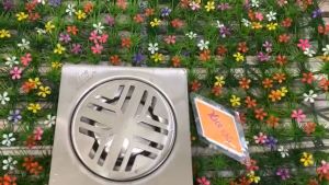 Thoát sàn Viva KAG-TS241 inox 304 Kích thước 15x15cm D90  Phễu thoát nước nhà tắm chống hôi SUS304 siêu bền MẪU MỚI  sọc  V