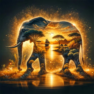 Jigsaw Puzzle 500/1024PCS Elephant Sunset River Animal Landscape Artwork Stress Relief Puzzle Wall Art Decor Gift