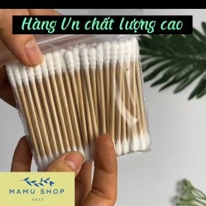 Tăm bông ngoáy tai thân gỗ bông tăm ray tai lớn cao cấp 100 cây xoắn 1 đầu Mamu shop M136