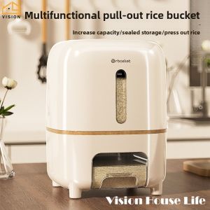 Vision 10KG Rice Storage Box Airtight Rice Dispenser Household Food Storage Container Kitchen Grain Dispenser with Measurable Cup Anti-Moisture & Insect-Proof Design for Flour Rice & Dry Goods