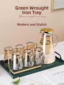 Luxurious Glass Cup with Handle Heat Resistant Tea Cup for Living Room Guest Drinking Water Cup Set Home Use 947g