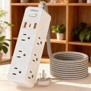 Ổ Điện Đa Năng 9 Lỗ Cắm Với Cổng USB Thiết Kế 3 Mặt Phích Cắm Tường Chuẩn Mỹ Dây Nối Dài 5FT Bộ Lọc Mạng Chống Quá Áp