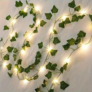 Solar Powered Ivy Fairy String Lights St. Patricks Day Mothers Day Wedding Decor for Cafe Bedroom Garden Fence Outdoor Party