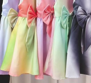 ali9 Wholesale Childrens Skirt 2024 European and American New Children Gradient Satin Performance Girls Dress Princess Dress