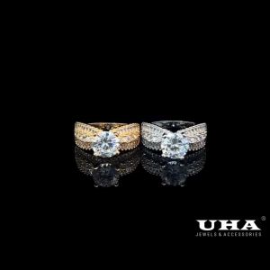 N1265 Nhẫn nữ đính đa bagutte cao cấp sáng lấp lánh UHA