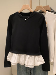 Black Long Sleeve Fleece Lined Slim Fit Womens Base Shirt Underwear T-Shirt Korean Style Commute Pure Color Winter Thickened