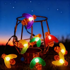 5/7/12M Solar Powered Bee Fairy Light String 8-level Adjustable Lighting Mode Outdoor Landscape Decoration Light