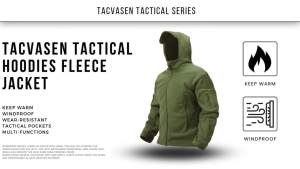 TACVASEN | TACVASEN Áo Khoác Lông Cừu Nam Có Mũ Trùm Đầu Có Khóa Kéo Toàn Bộ Ấm Áp Khi Đi Bộ Ngoài Trời Áo Khoác Cắm Trại Đi Làm Có Nhiều Túi Có Khóa Kéo Màu Xanh Lá Cây Đen Hải Quân Xám Đậm