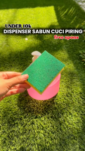 Tempat Sabun Cair / Dispenser sabun / Cuci Piring Bentuk Bulat Soap Pump Dispenser 2in1 1000ml + Sponge Wadah Sabun