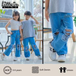 (3-10 tahun) Celana Kulot Jeans Sobek Anak/Ripped Jeans Anak
