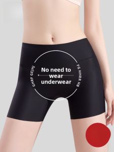 miiow | Womens Ice Silk Safety Shorts No Roll Edge Seamless Base Layer Shorts Bottoms Two-In-One Summer Thin Elastic Fiber Underwear